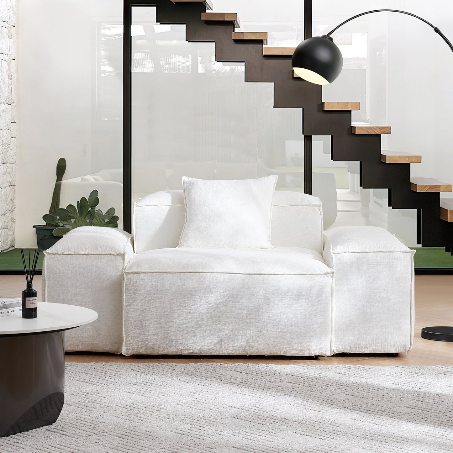 Freedom Modular White Accent Armchair-White