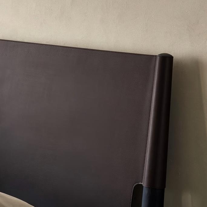 Truffle Cream Leather Bed-Black