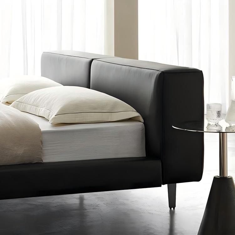 Charcoal Toast Leather Bed-Black