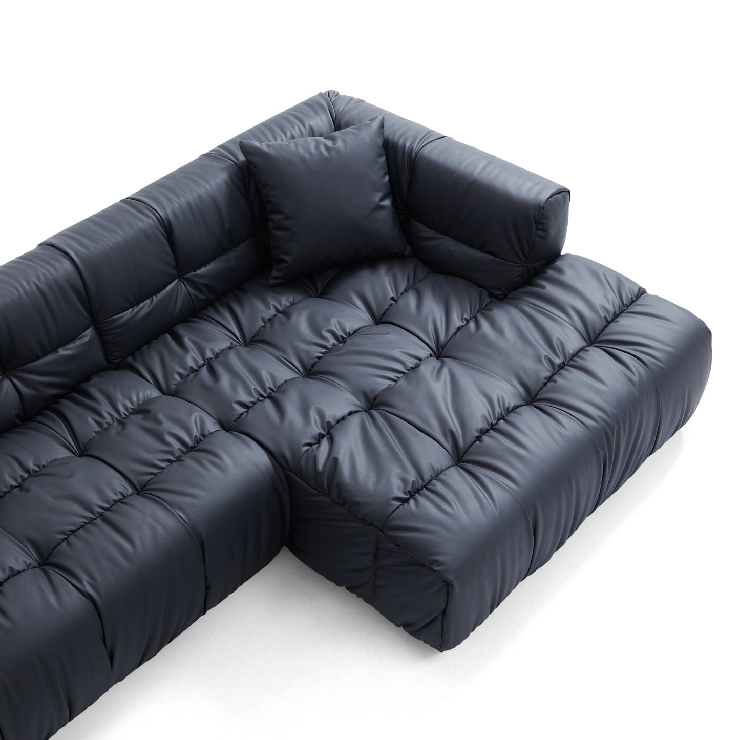Boba Black Leathaire Sectional Set-Black