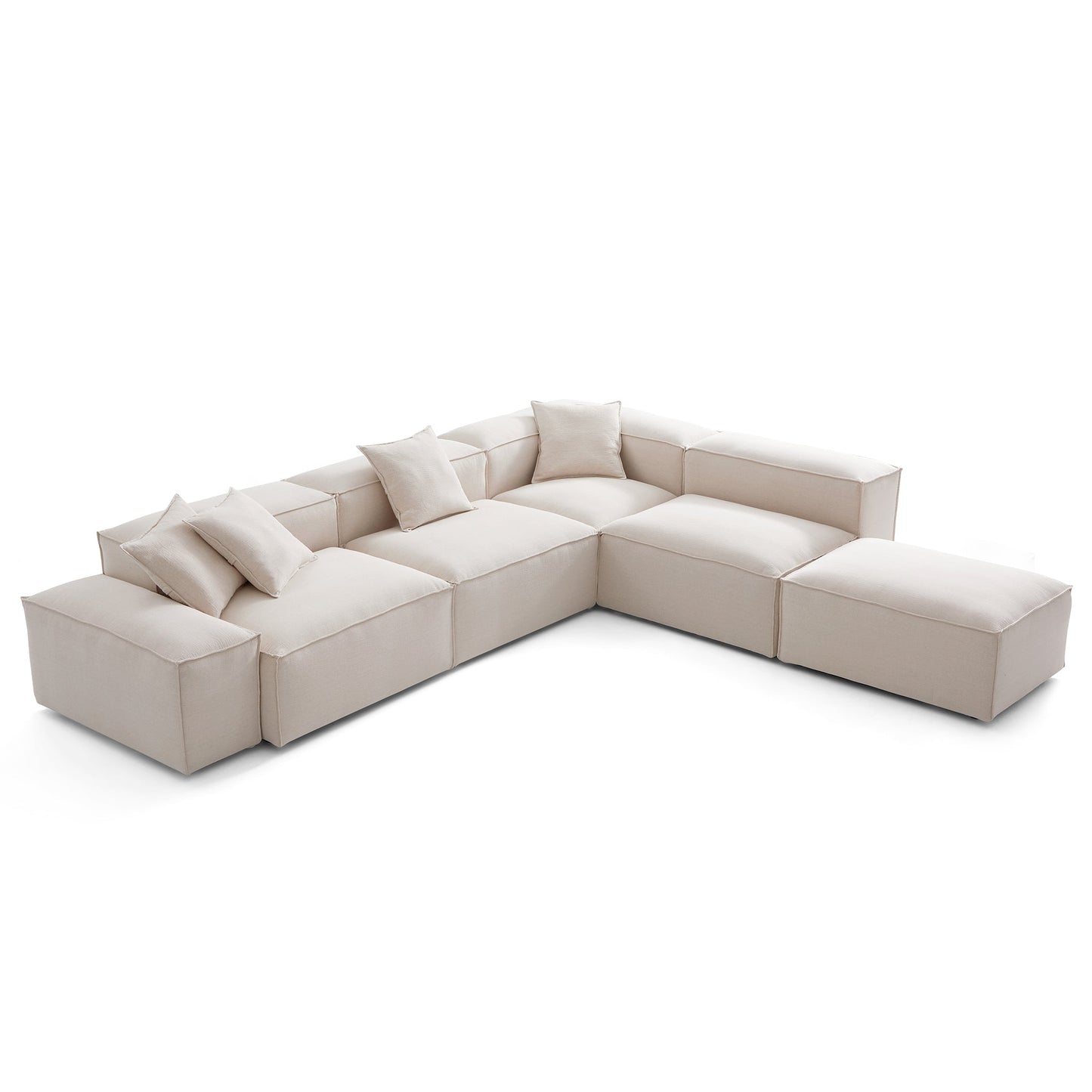 Freedom Modular Khaki L Shaped Sectional and Ottoman-Khaki-143.7"-Low