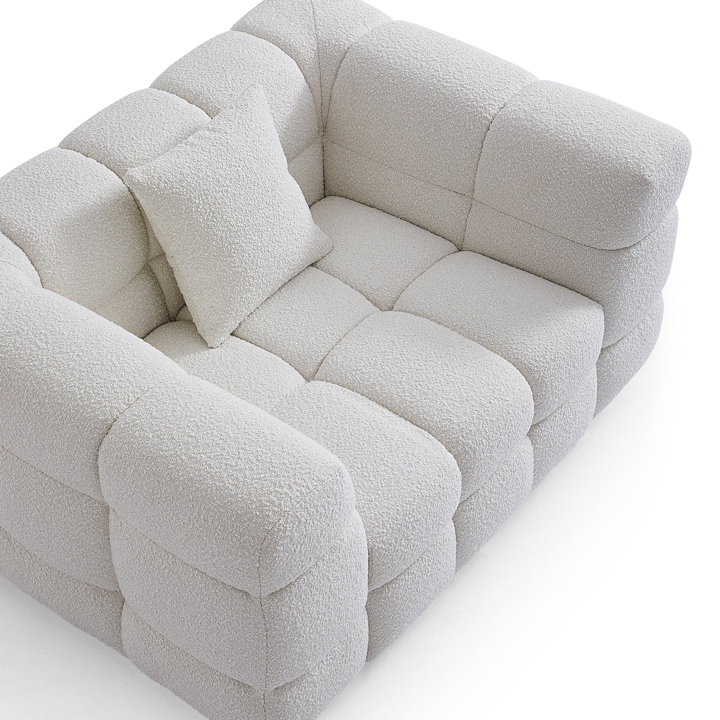 Cushy Cream Boucle Fabric Tufted Sofa Set-White