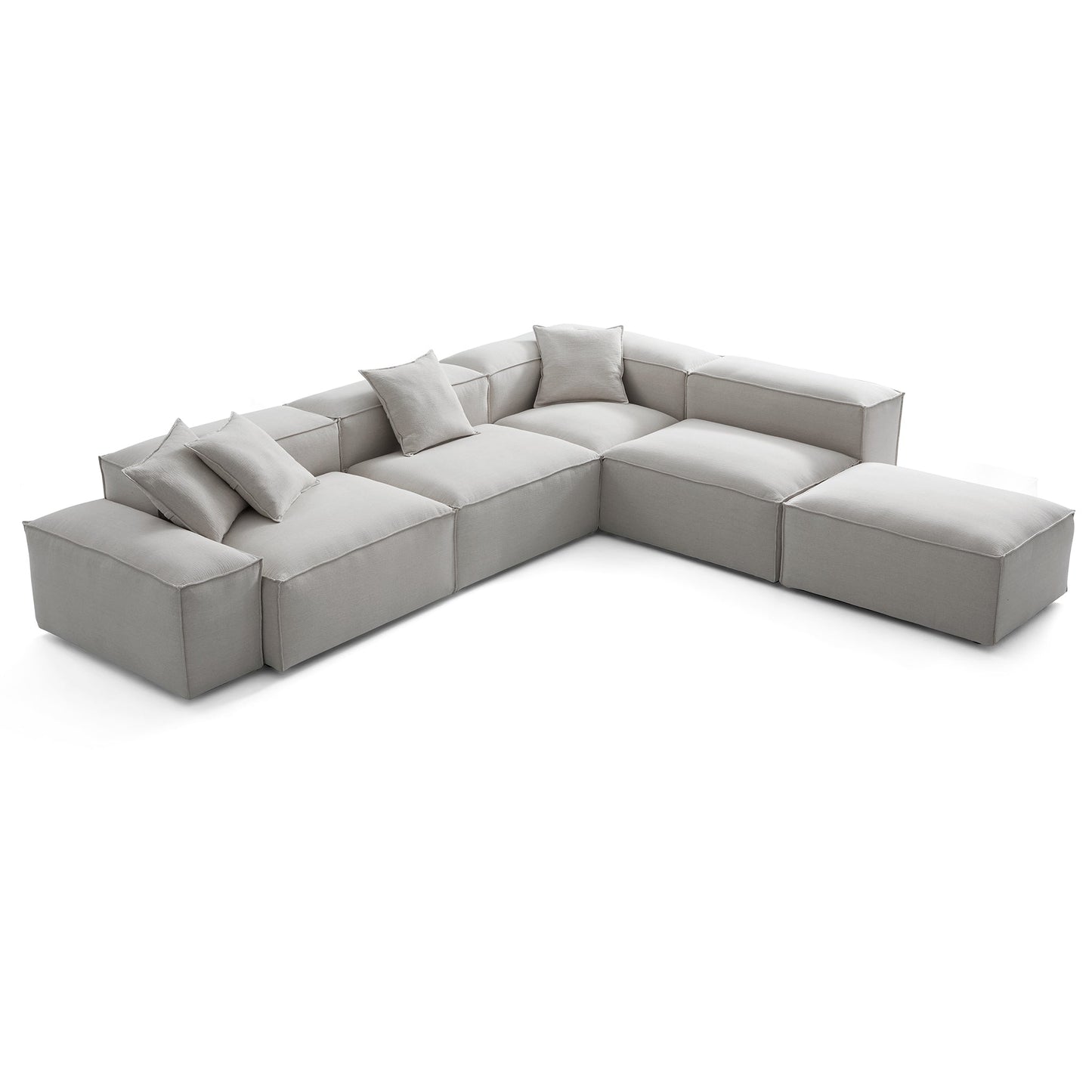 Freedom Modular Gray L Shaped Sectional and Ottoman-Gray-143.7"-Low