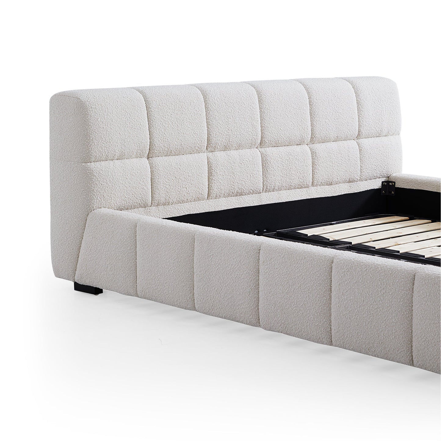 Cushy Boucle Fabric Bed-White