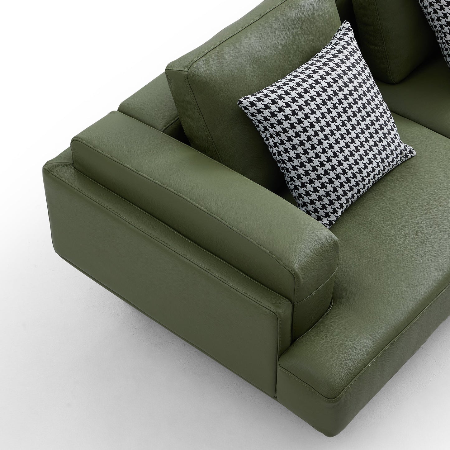 Olivia Green Top Grain Genuine Leather Sofa Set-Green