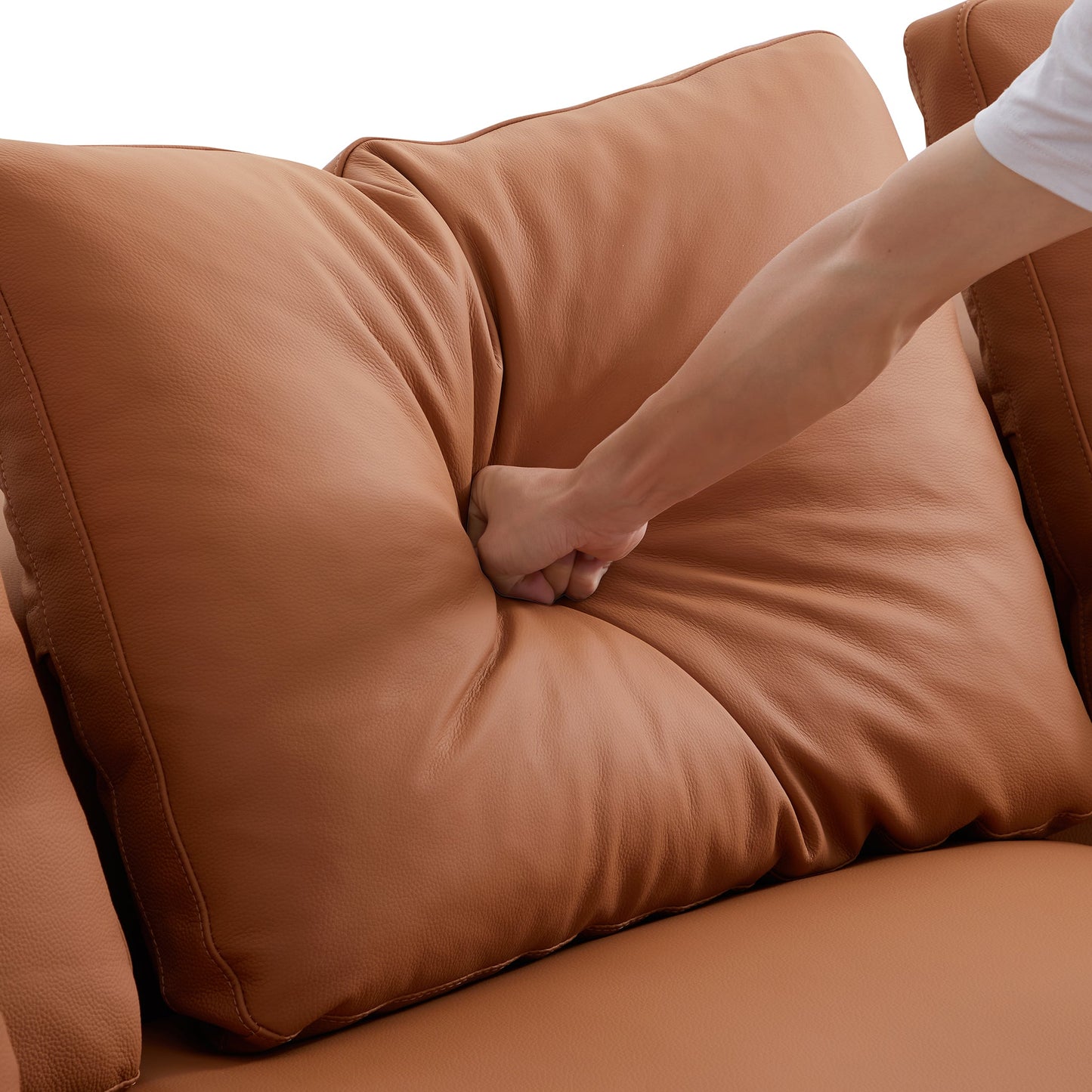 Nathan Modular Orange Leather Sofa-Orange