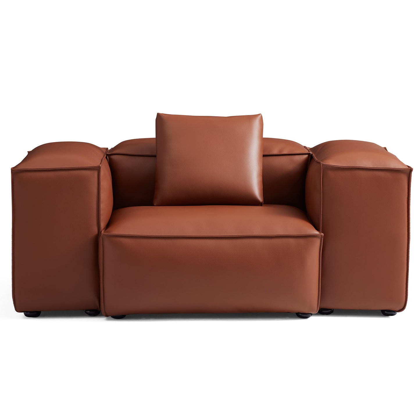 Cube Modular Brown Genuine Leather Armchair-Brown-68.1"-High