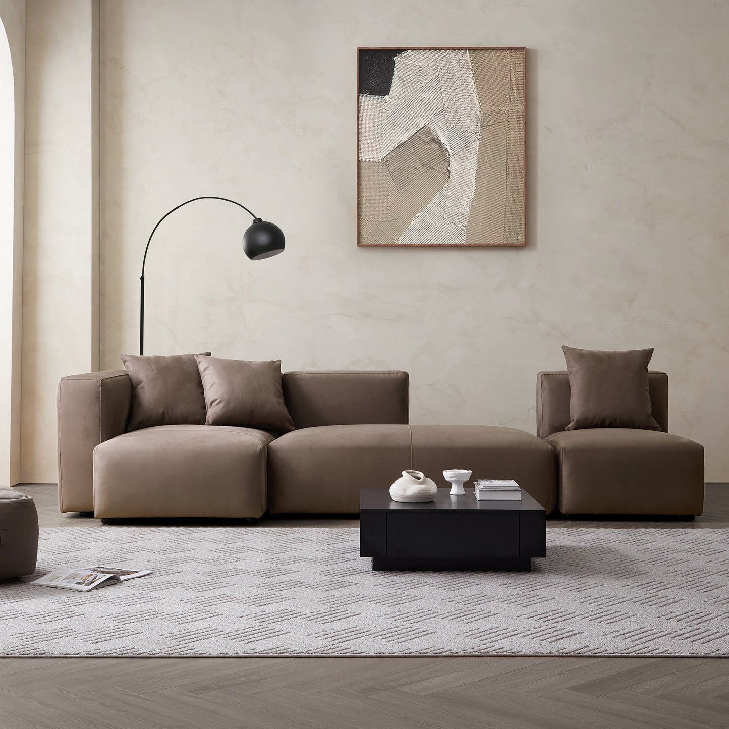 Geometry Minimalist Sectional-Brown