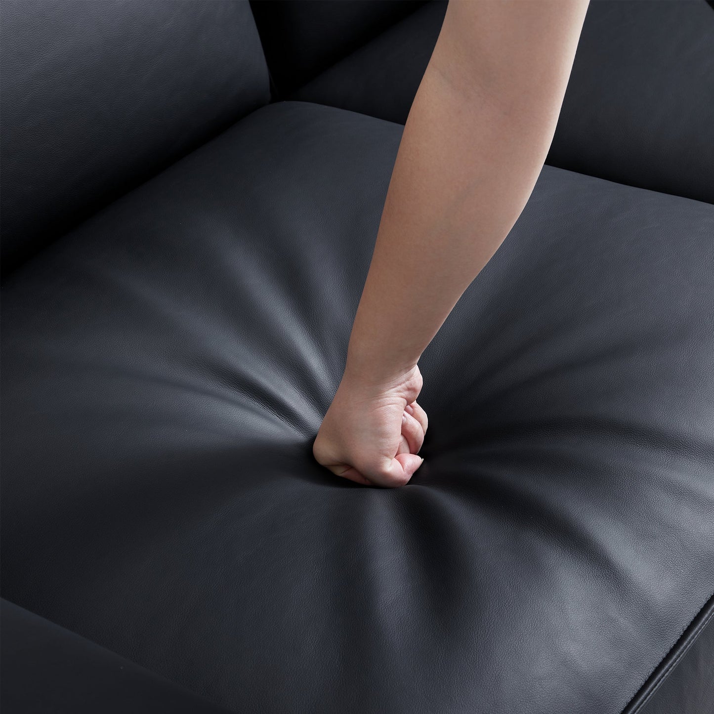 Domus High Back Modular Leather Sofa-Black