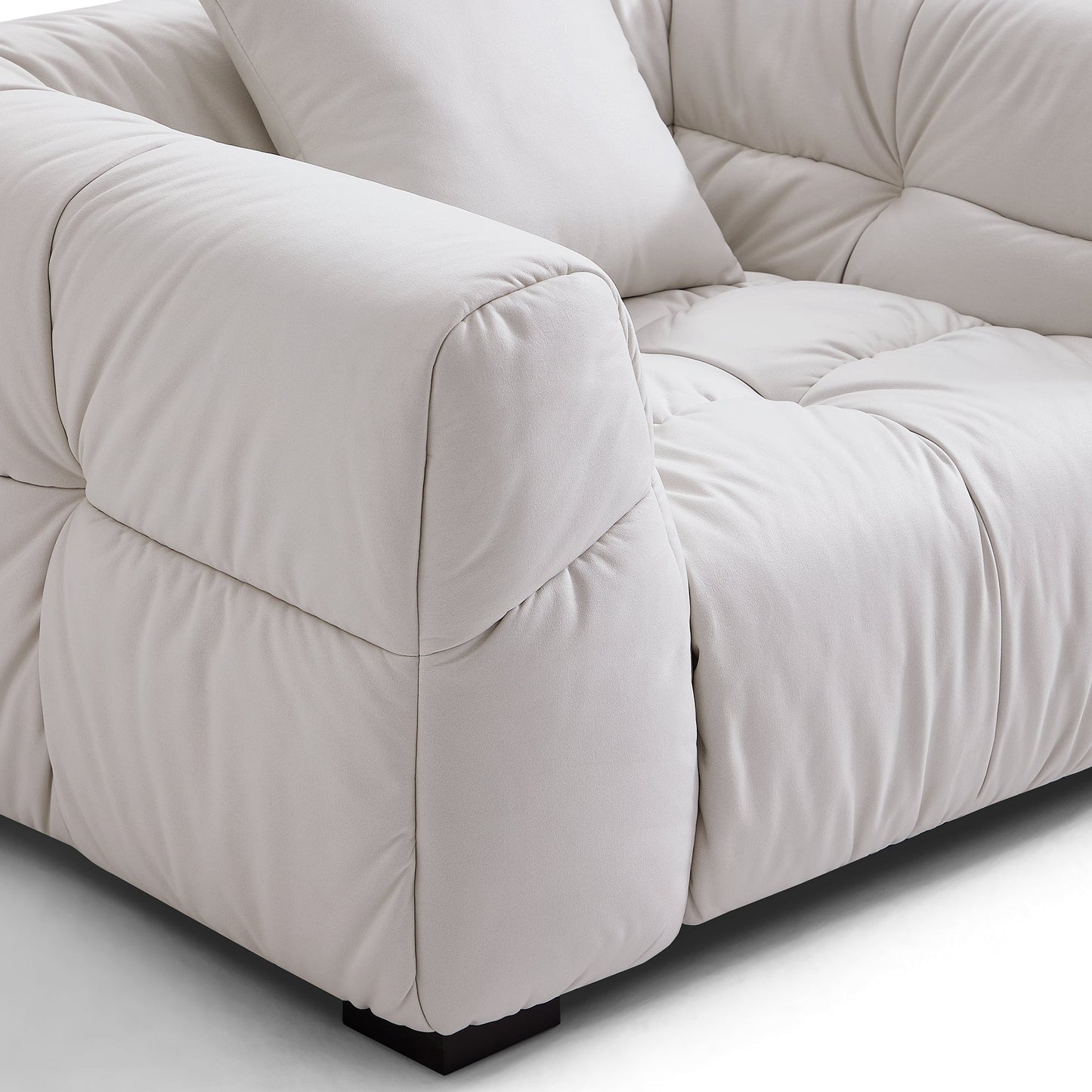 Boba Cream Leathaire Armchair-White