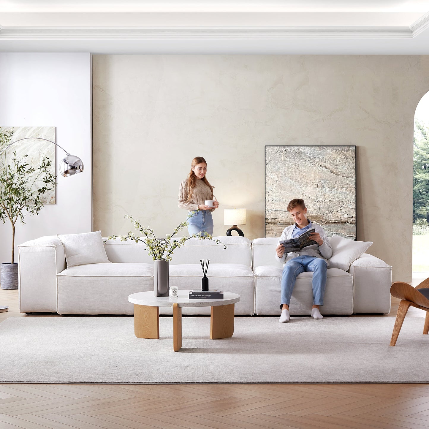 Freedom Modular White Sofa-White