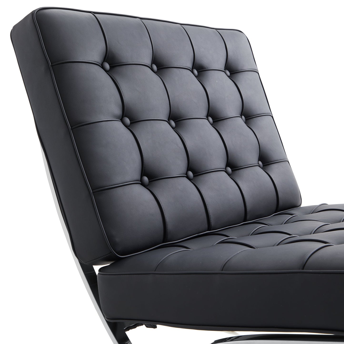 Barcelona Leather Lounge Chair-Black