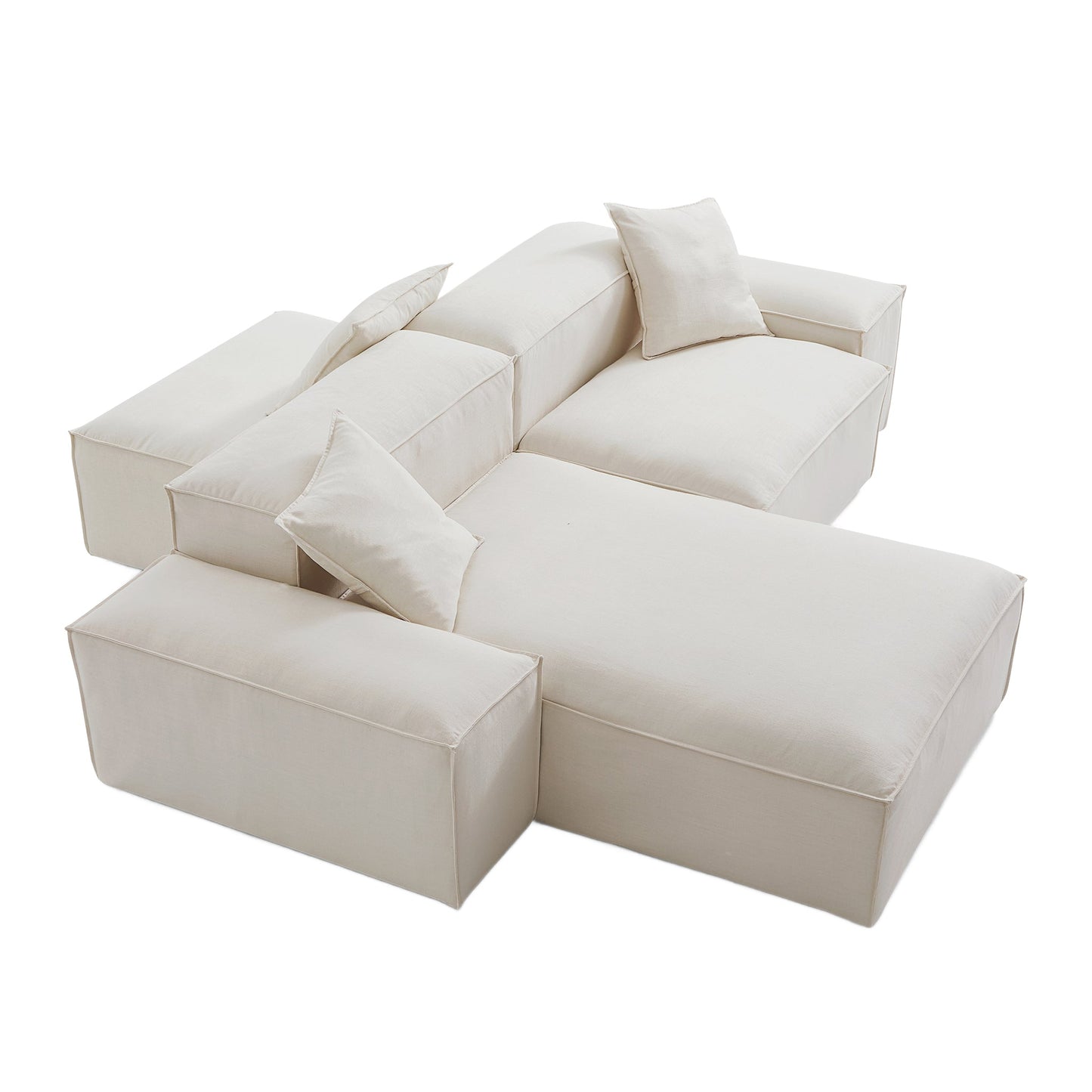 Freedom Modular Double Sided Sectional Sofa-Beige-106.3"-Low