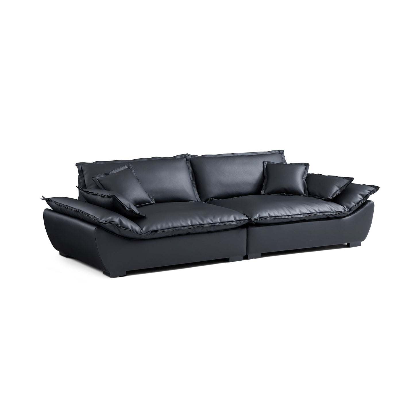 Casper Sailboat Leather Sofa-Black