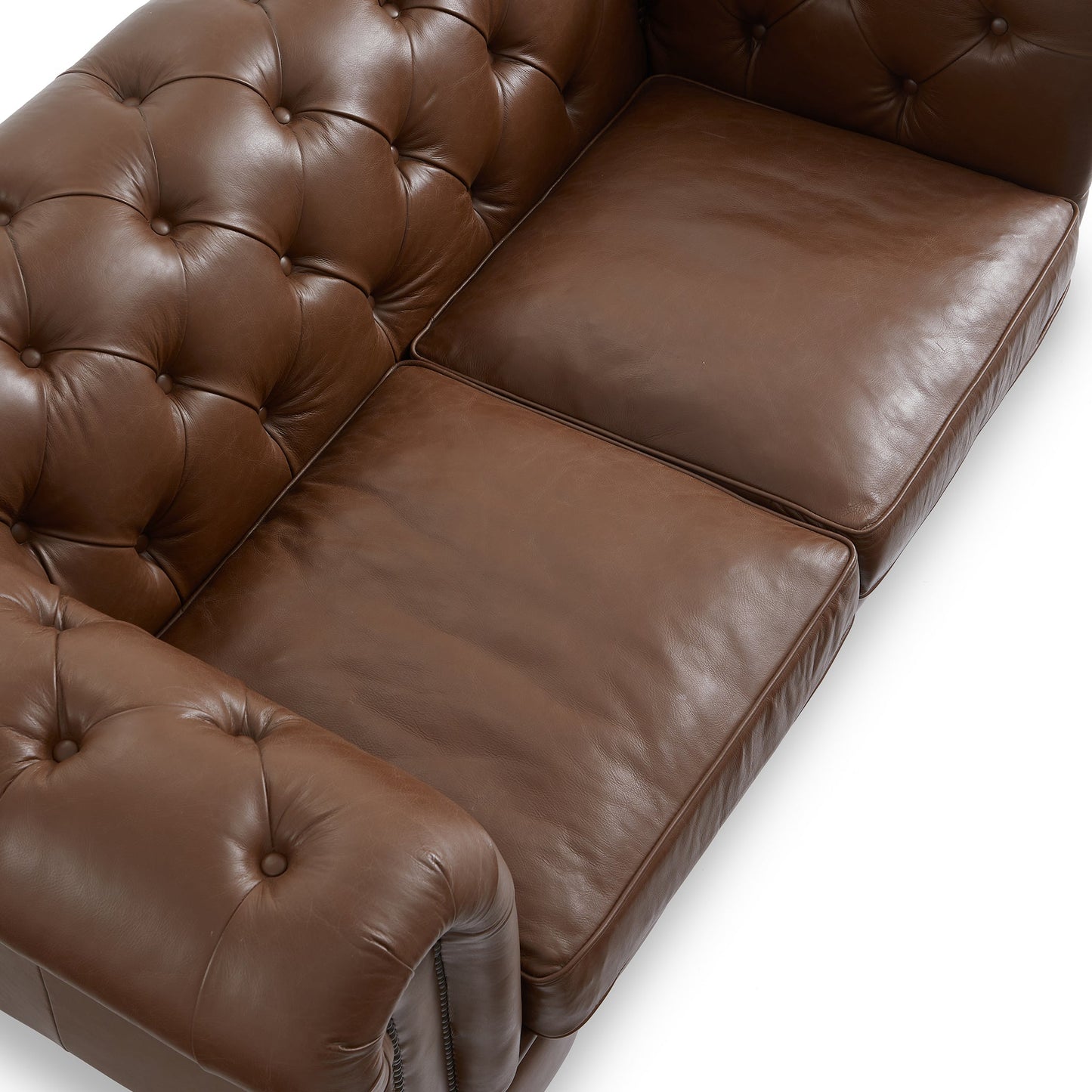 Durango Chesterfield Top Grain Leather Tufted Sofa-Brown