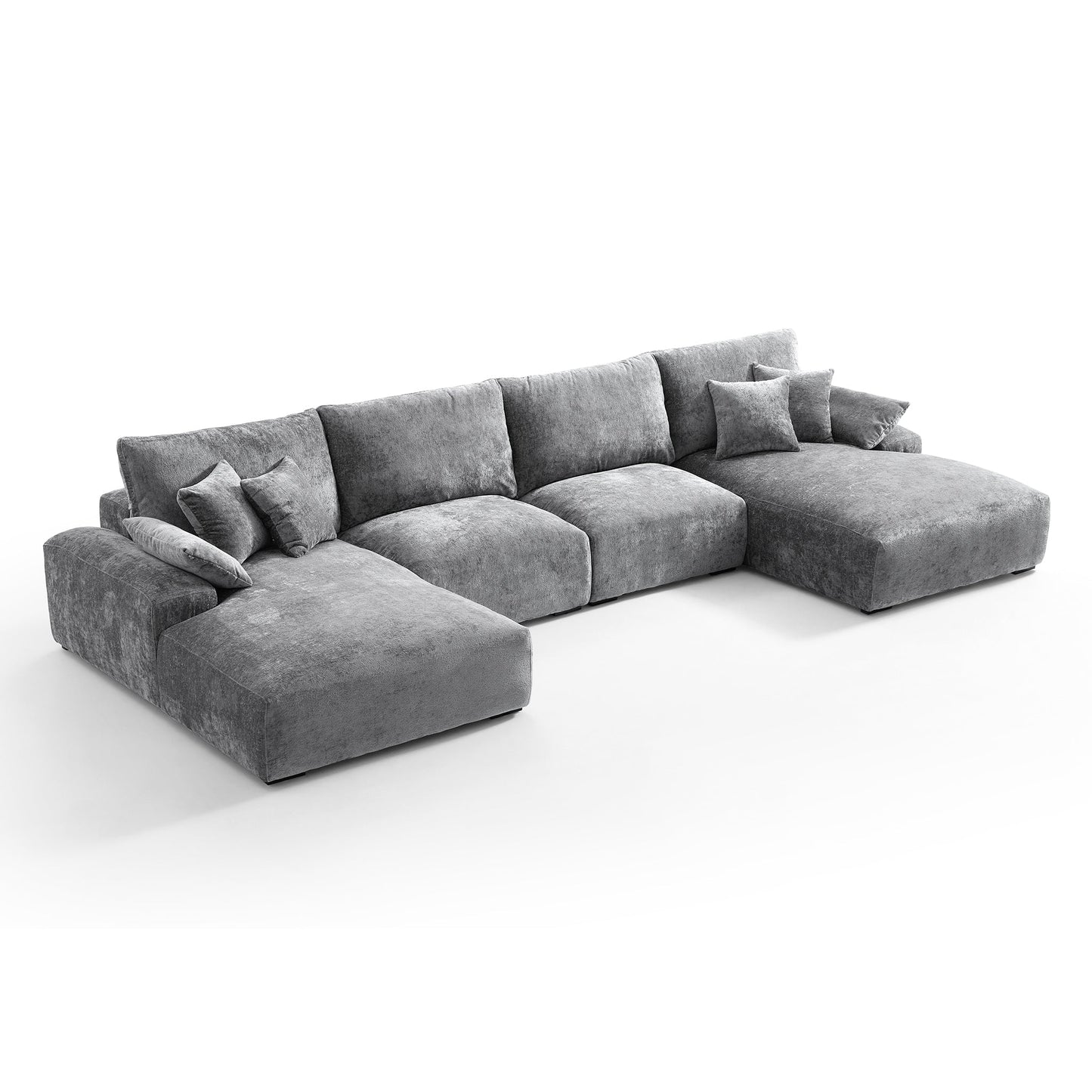 The Empress Gray U Shaped Sectional Sofa-Gray-161.4"