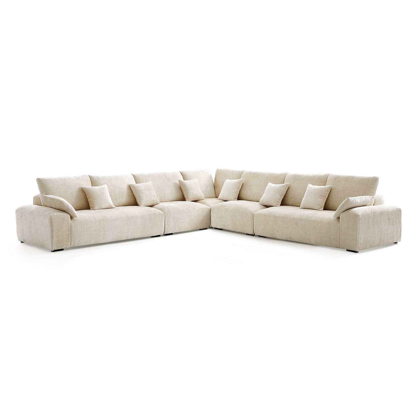 The Empress Beige Corner Sectional Sofa-Beige-144.9"