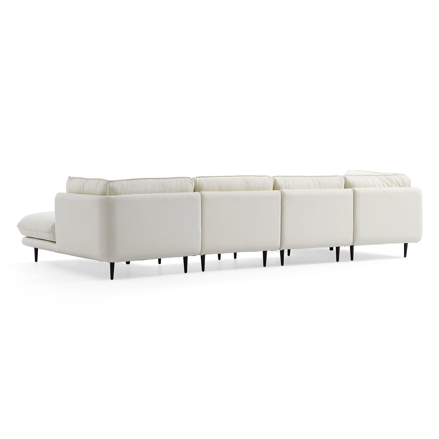 Vanilla White Leather U Shaped Sectional-White
