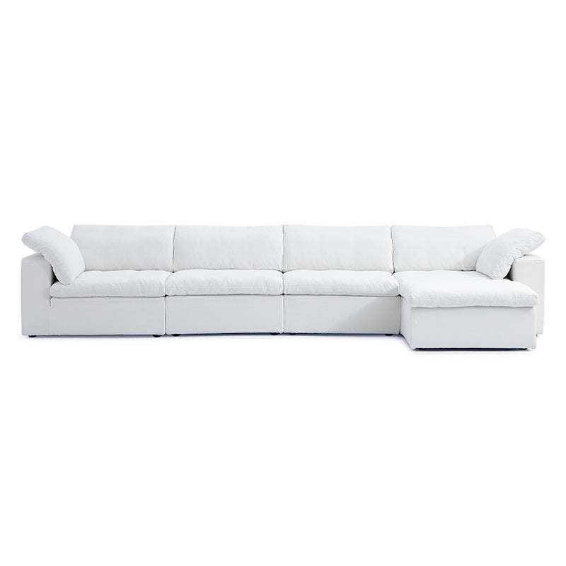 Tender Wabi Sabi Sand Sofa and Ottoman-White-165.4"