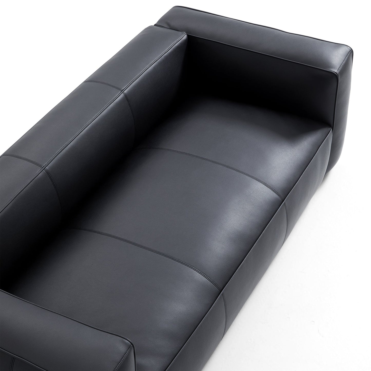 Brancaster Black Genuine Leather Tuxedo Sofa-Black