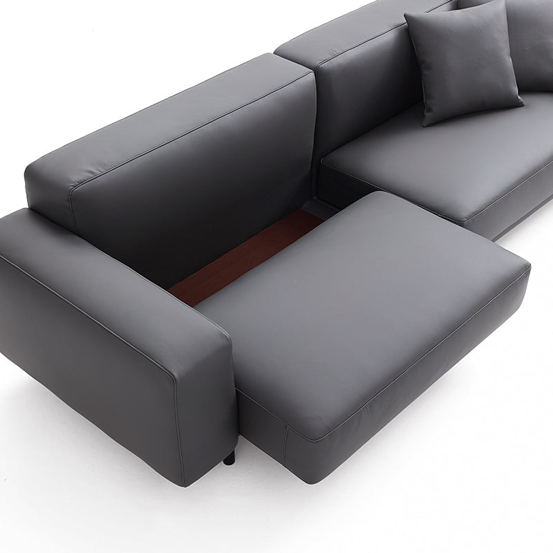 Noble Dark Gray Leather Sofa-Dark Gray