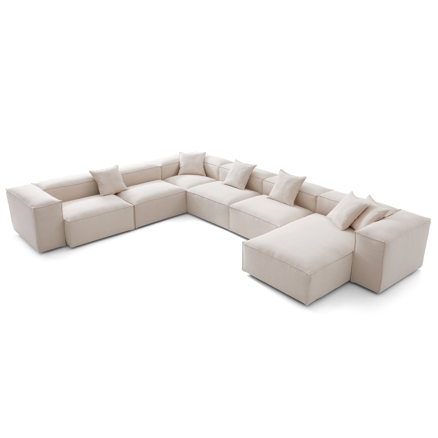 Freedom Modular Khaki U Shaped Sectional Sofa-Khaki-177.2"-High