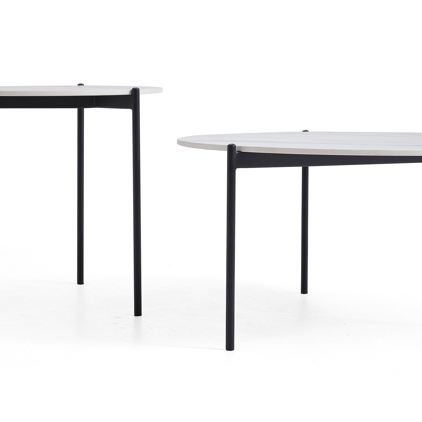 Milan White Marble Coffee Table Set-White-31.5″ & 19.7″