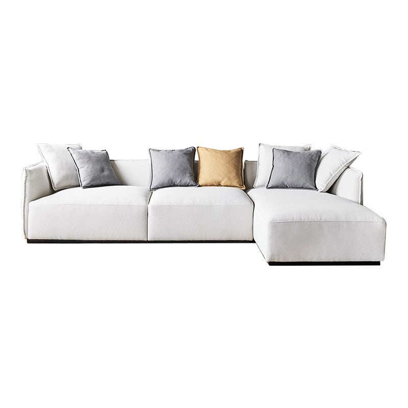 Serene Beige Fabric Sectional-Beige-118.1"-Facing Right