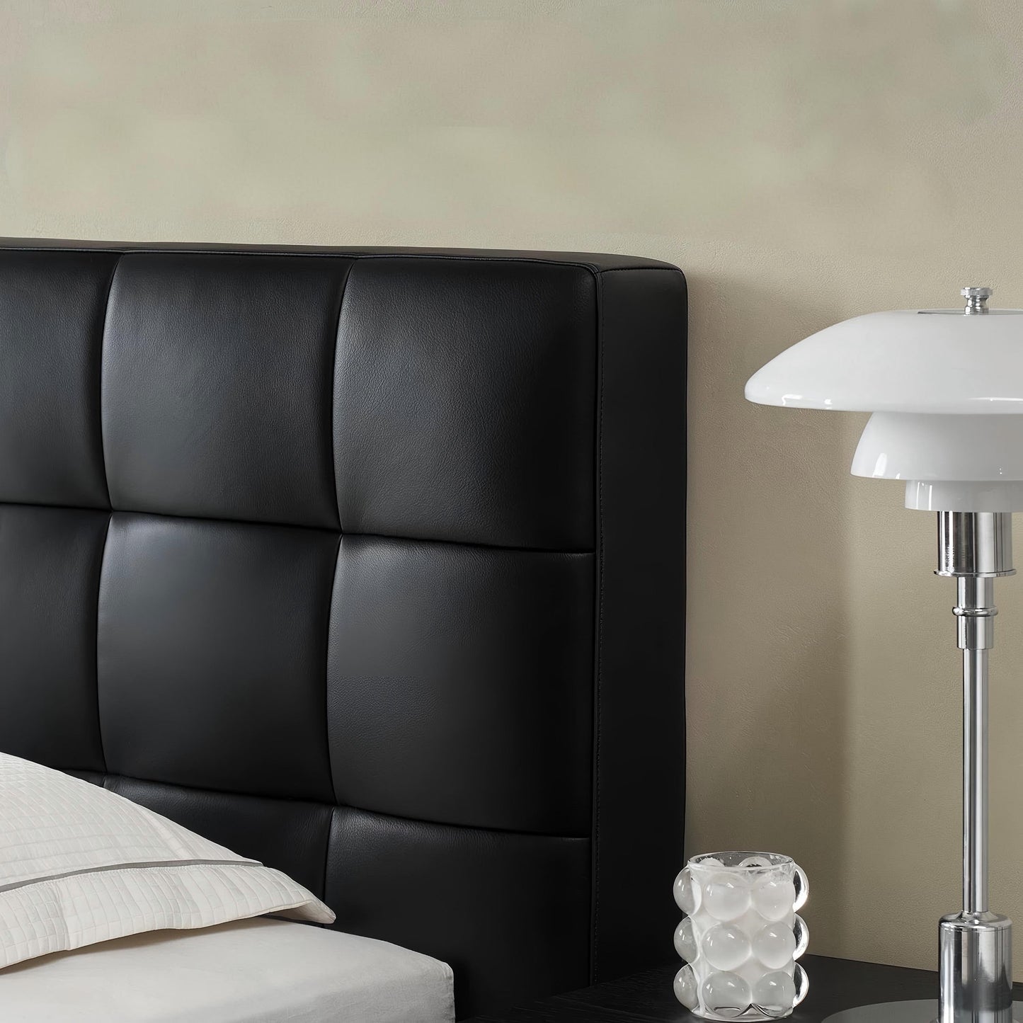 Sugar Cube Leather Bed-Black