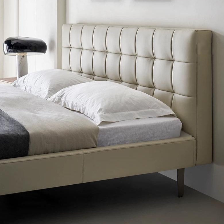 Mocha Slice Leather Bed-Beige