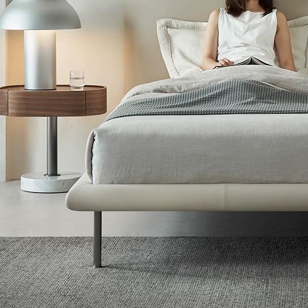 Choco Swirl Leather Bed-Beige