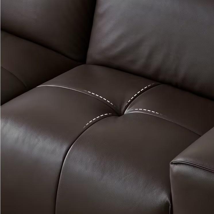 Nero Brown Recliner Leather Lounge Sofa-Brown
