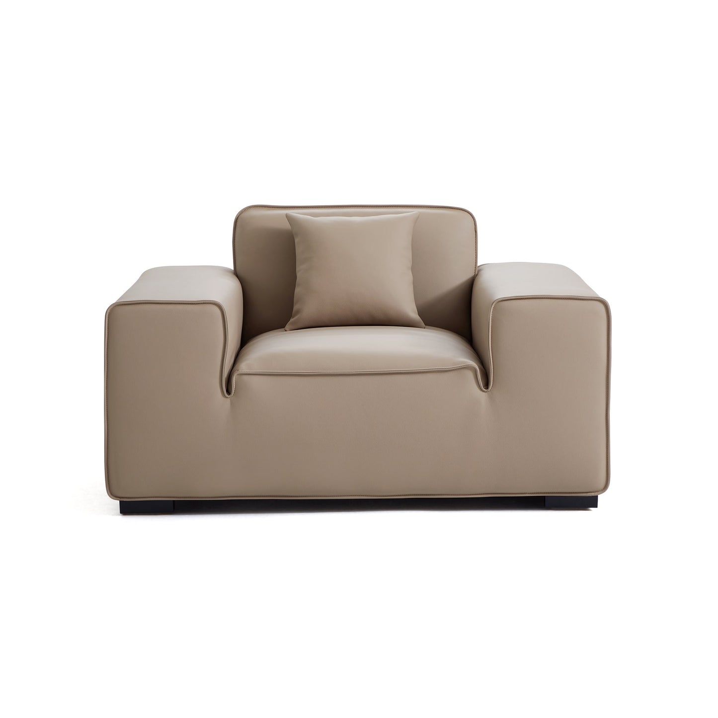 Domus Modular Black Leather Sofa Set-Khaki