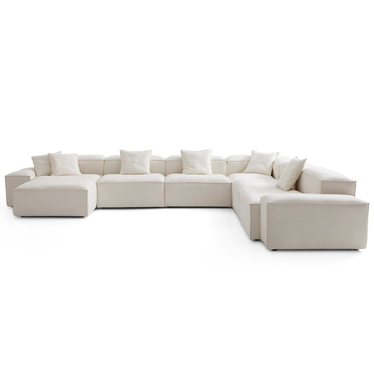 Freedom Modular Beige U Shaped Sectional Sofa-Beige-177.2"-Low