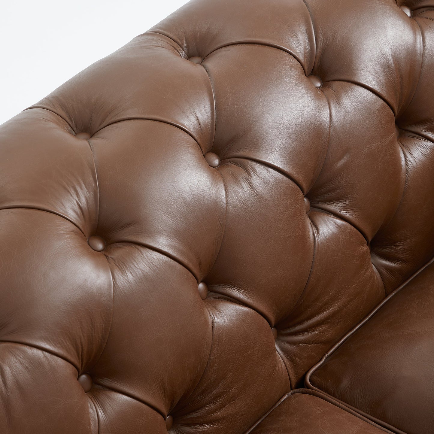Durango Chesterfield Top Grain Leather Tufted Sofa-Brown
