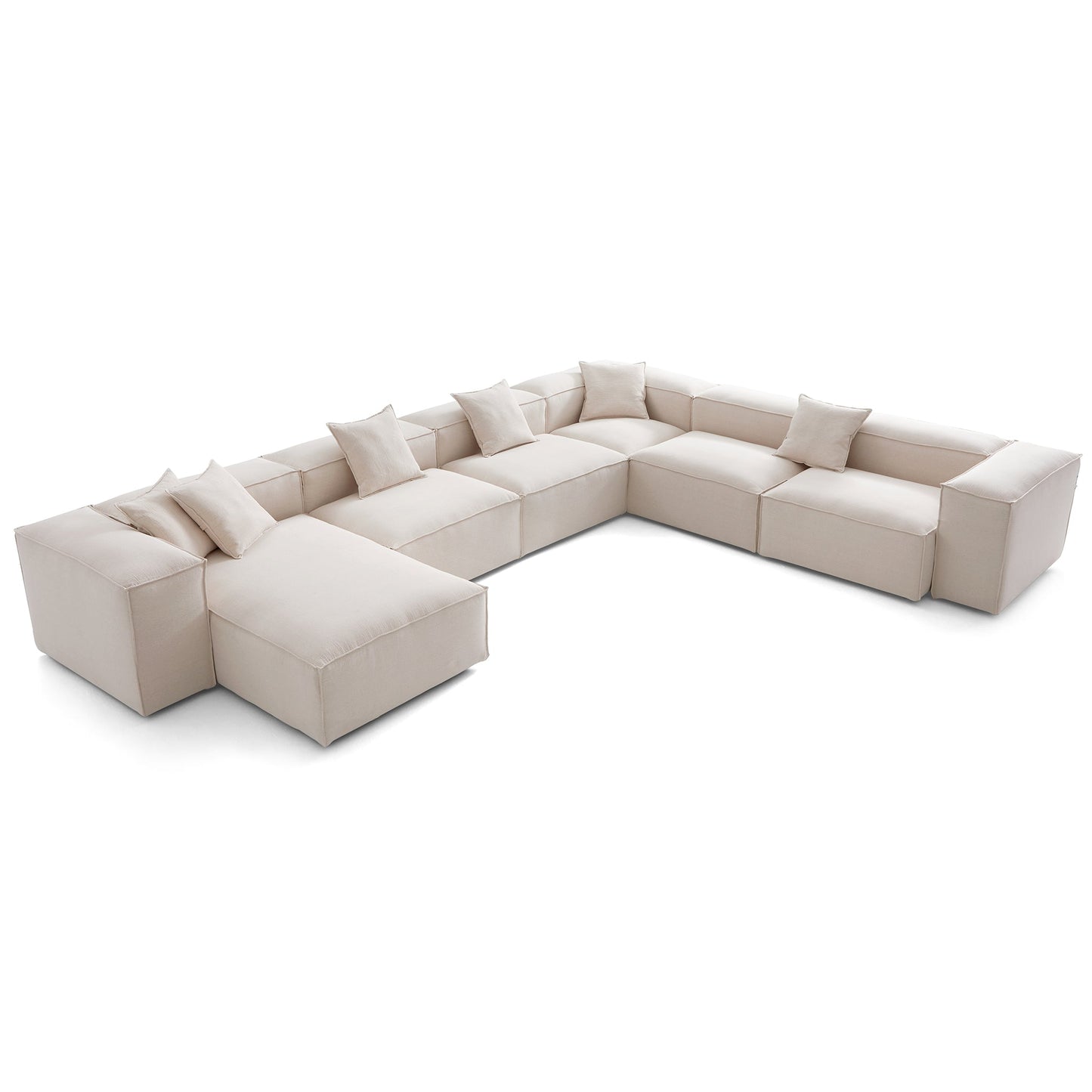 Freedom Modular Khaki U Shaped Sectional Sofa-Khaki-177.2"-High
