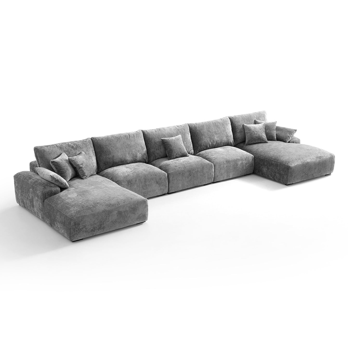 The Empress Gray U Shaped Sectional Sofa-Gray-196.9"