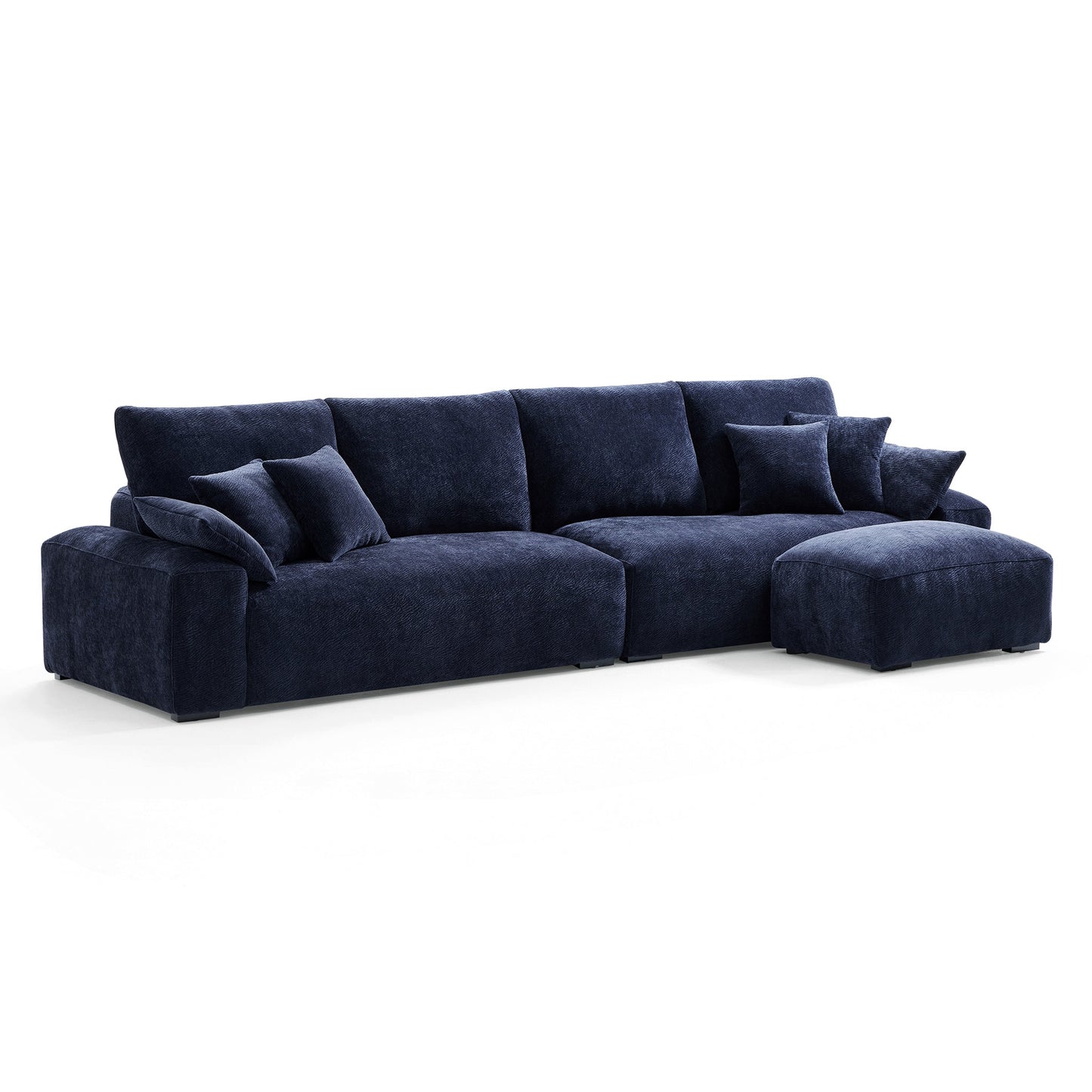 The Empress Navy Blue Sofa and Ottoman-Navy Blue-140.1"