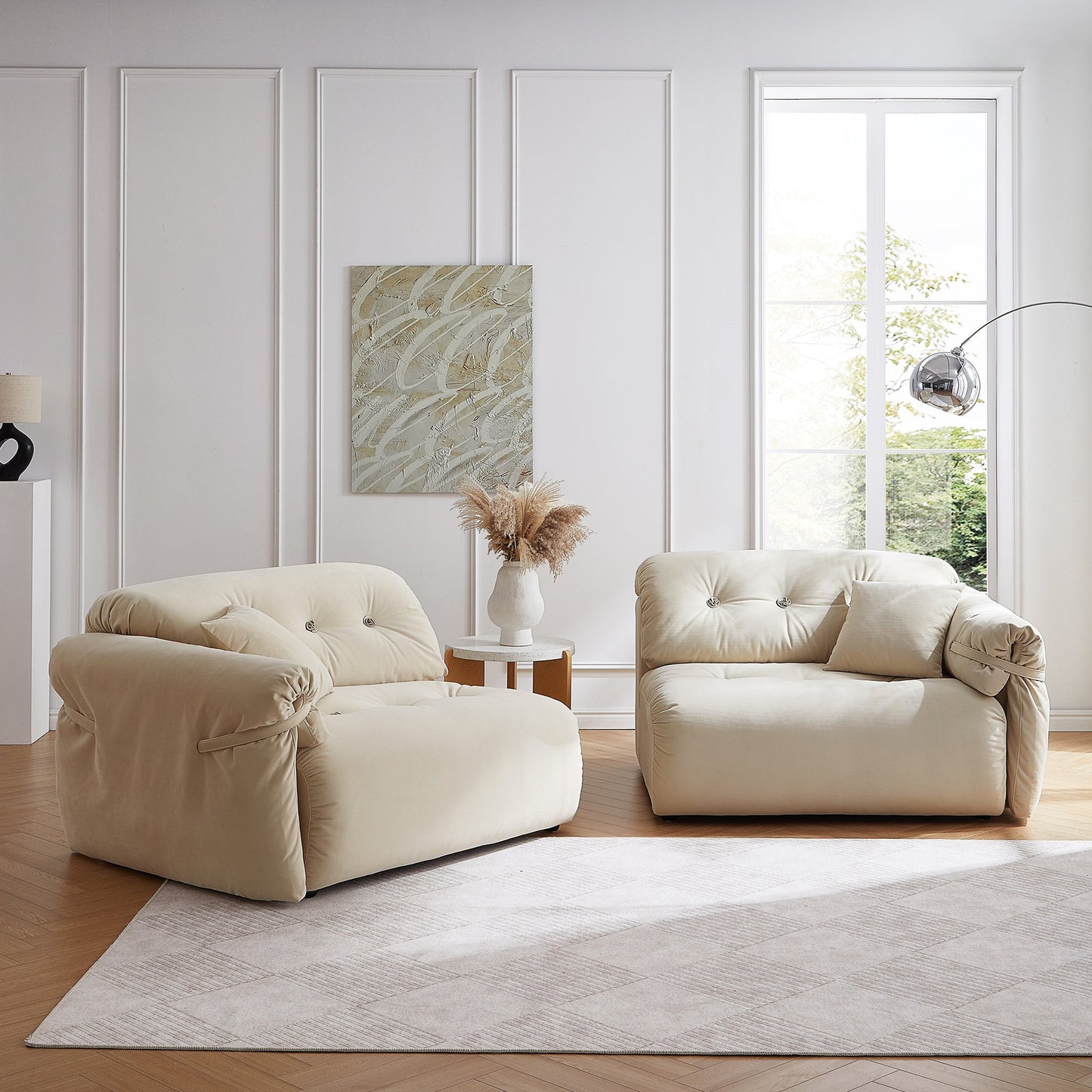 Butter Tufted Sofa-Khaki