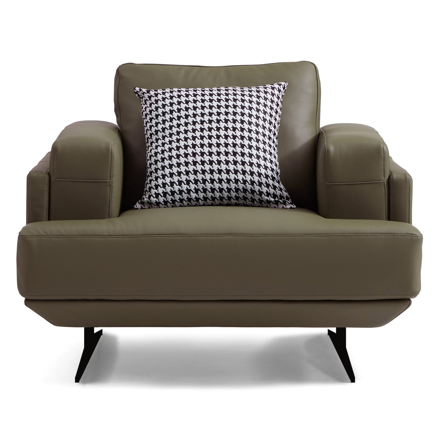 Olivia Top Grain Genuine Leather Armchair-Olive