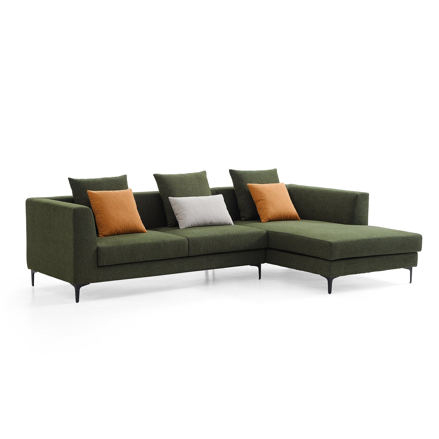 Jungle L Shaped Green Fabric Sectional Sofa With Chaise-Green-113.8"-Facing Right