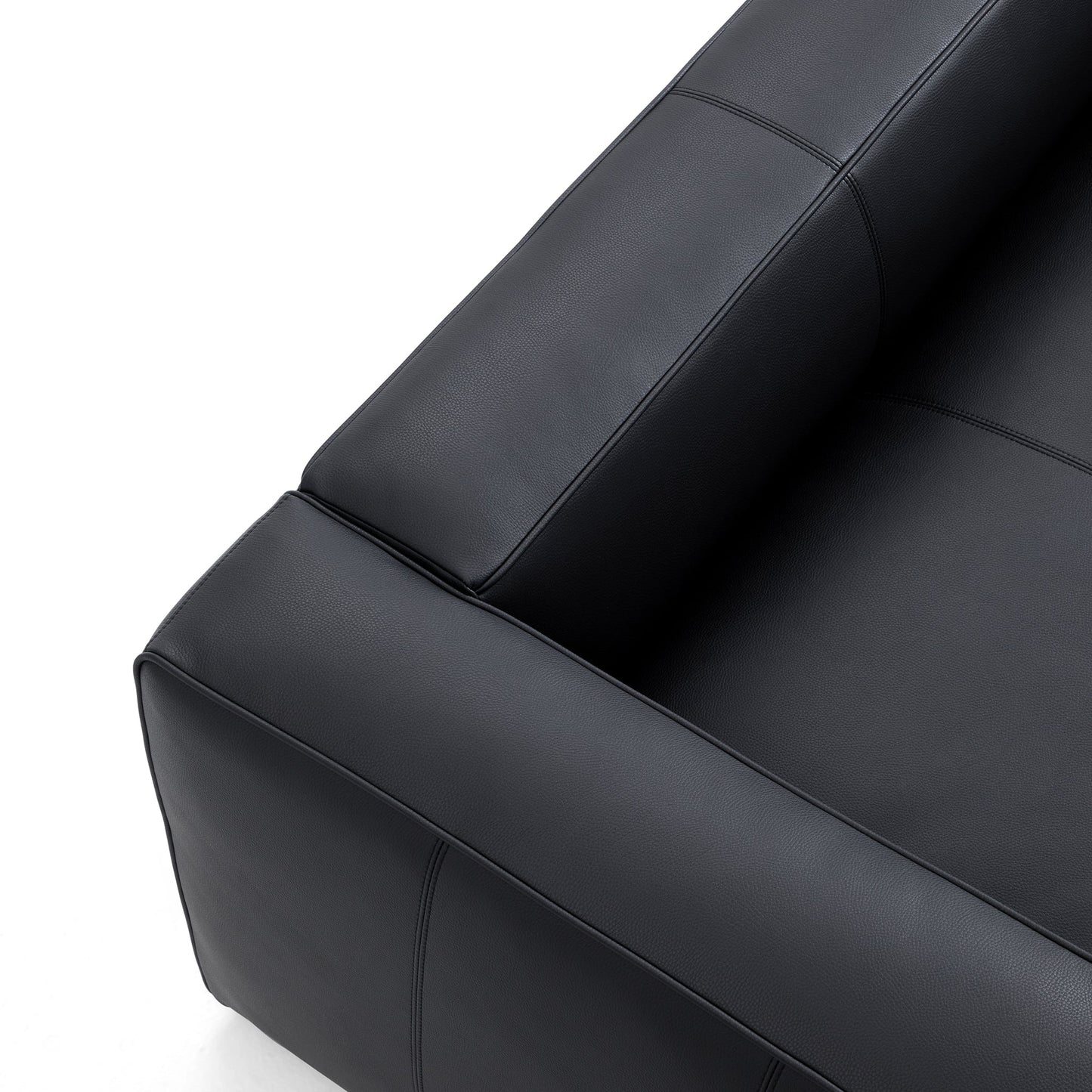 Brancaster Black Genuine Leather Tuxedo Sofa-Black