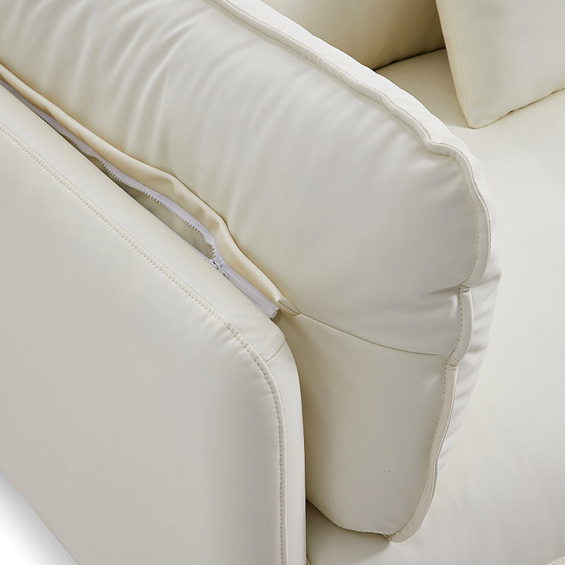 Vanilla White Leather Armchair-White