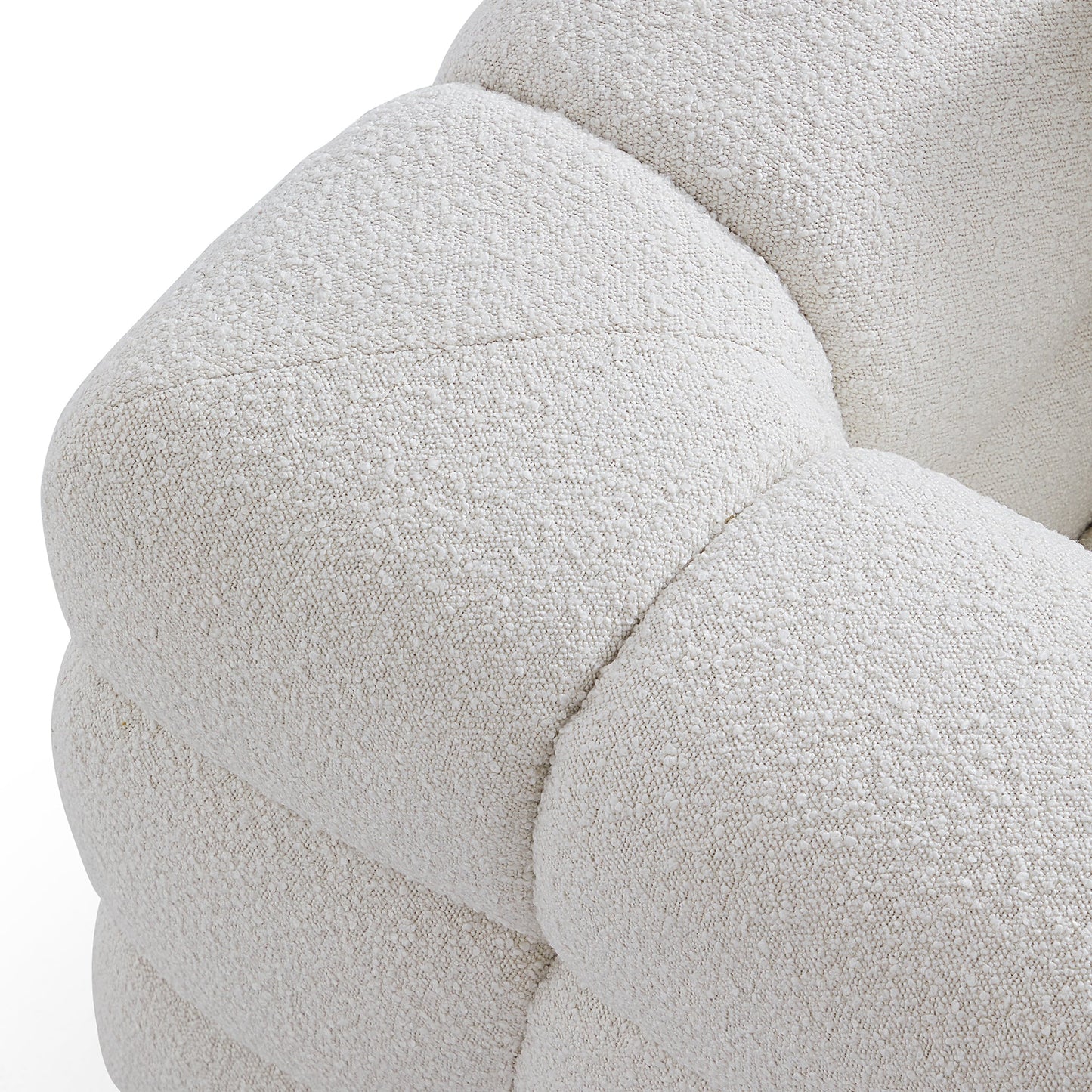 Cushy Cream Boucle Fabric Tufted Sofa Set-White
