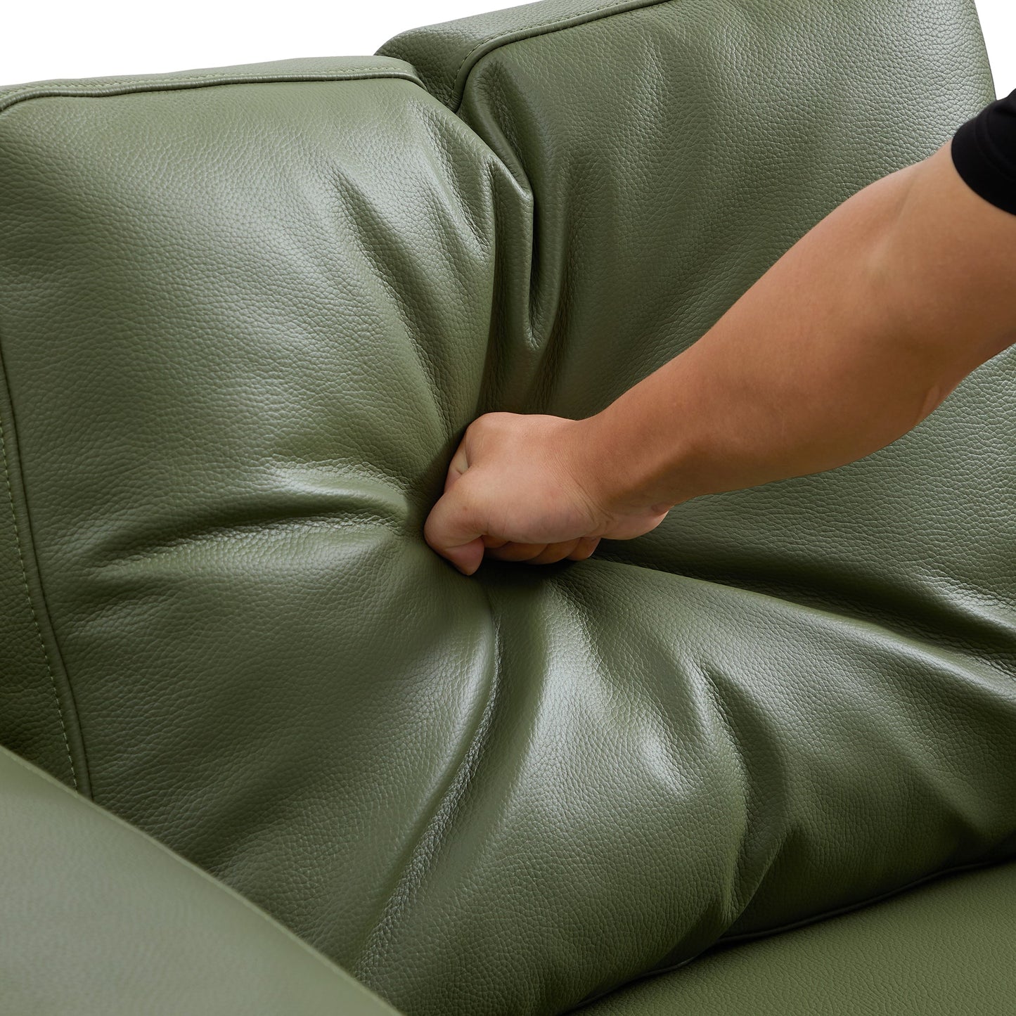 Olivia Green Top Grain Genuine Leather Sofa Set-Green