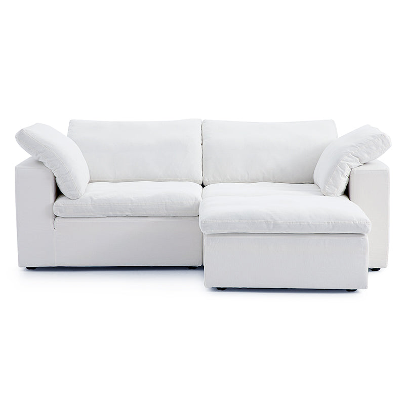 Tender Wabi Sabi Beige Sofa and Regular Ottoman-White-90.6"