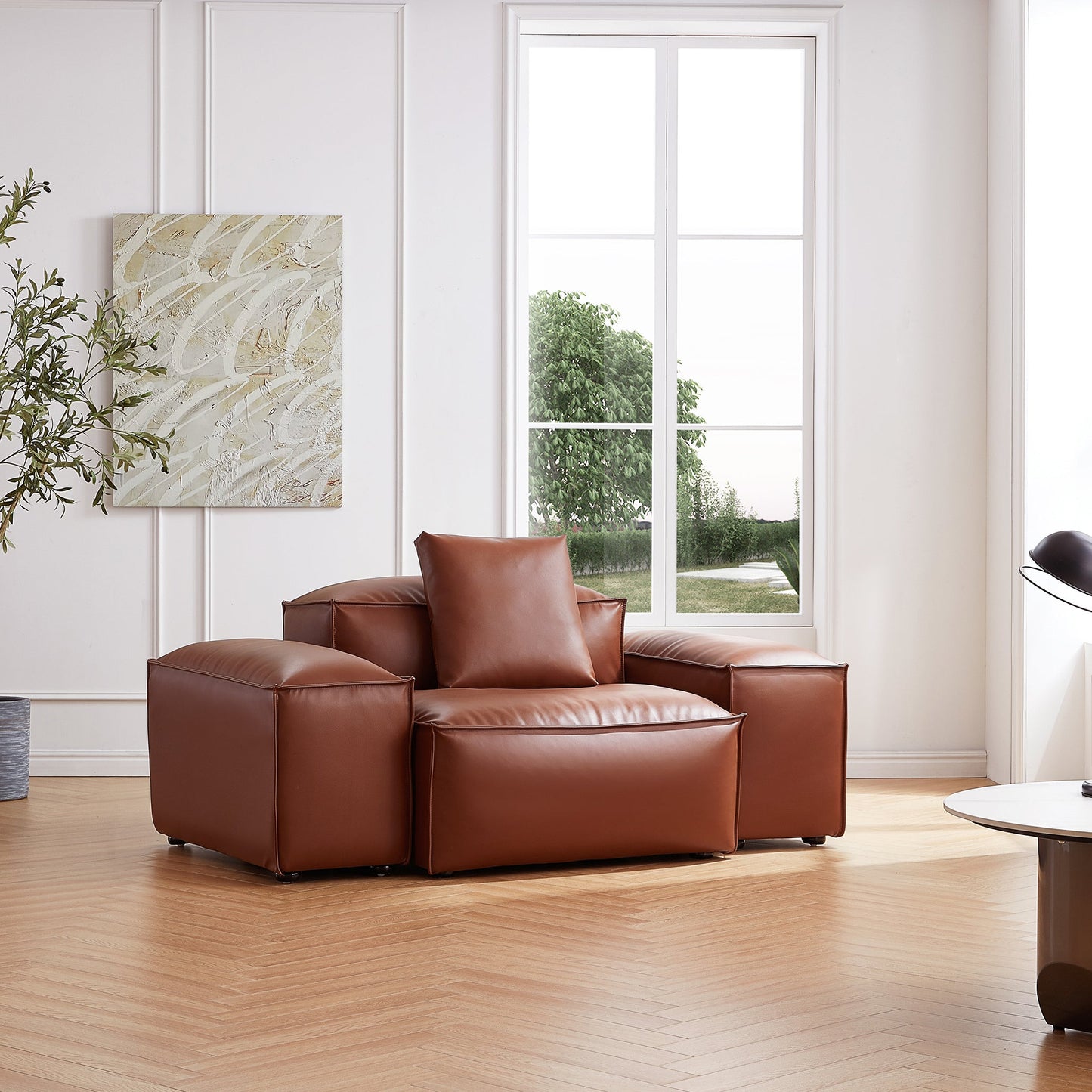 Cube Modular Brown Genuine Leather Armchair