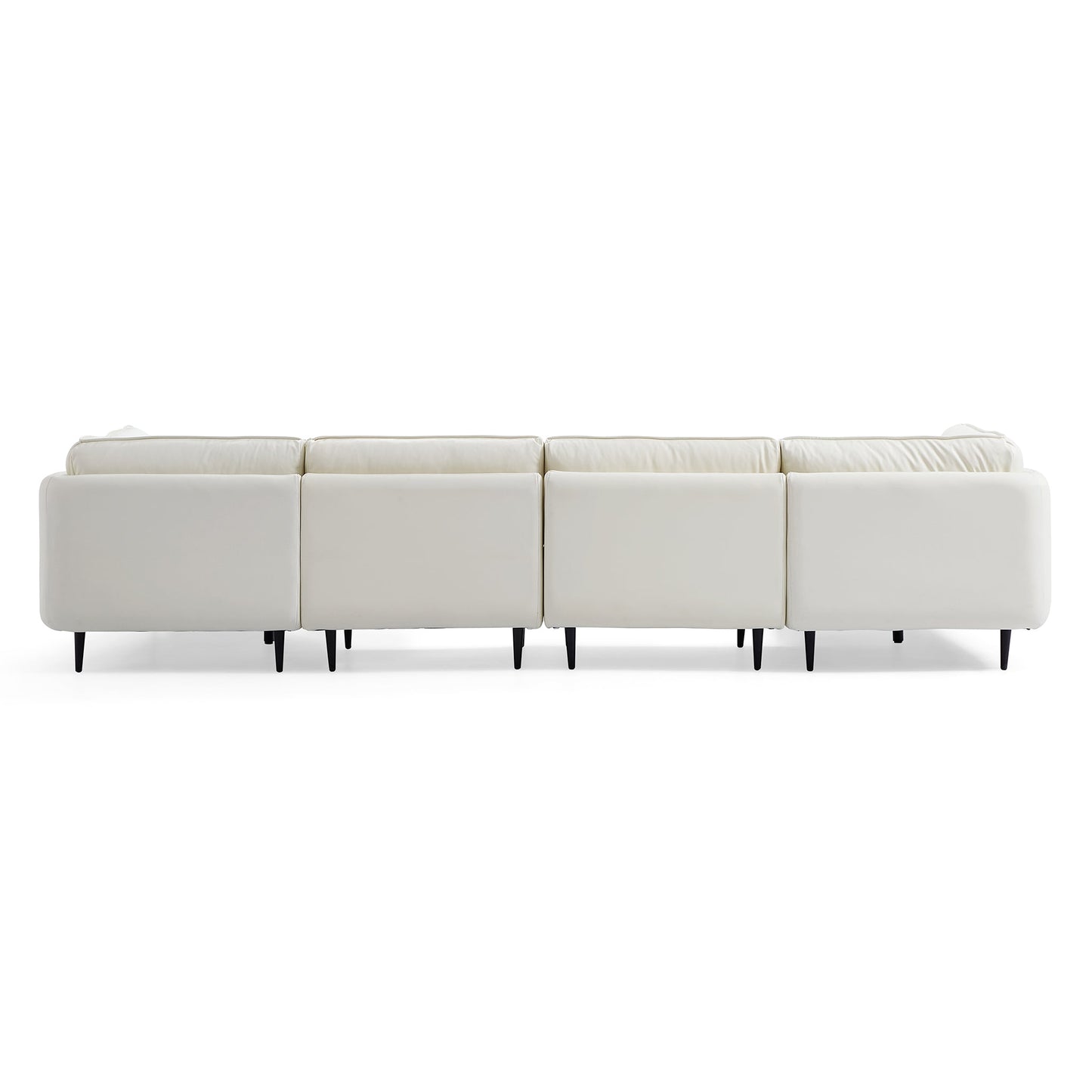 Vanilla White Leather U Shaped Sectional-White