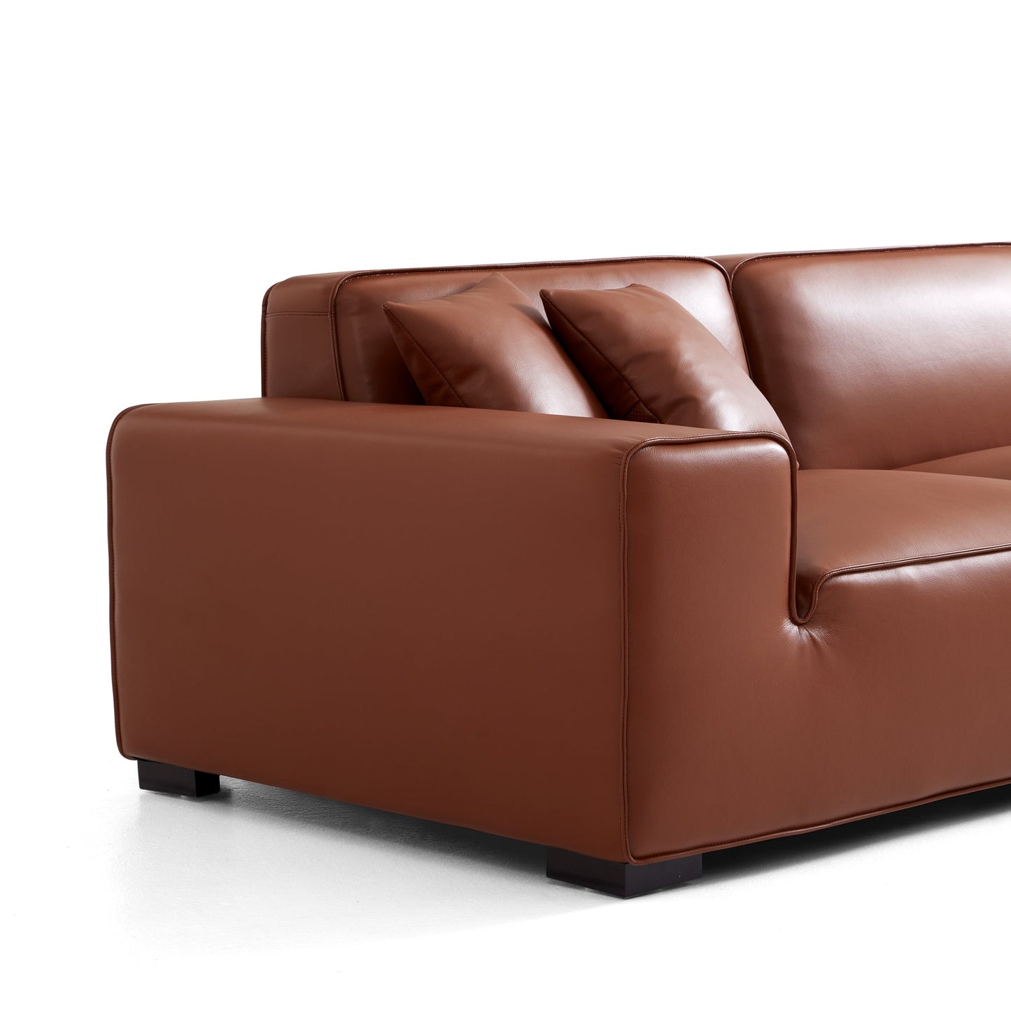 Domus Modular Black Leather Sofa-Brown