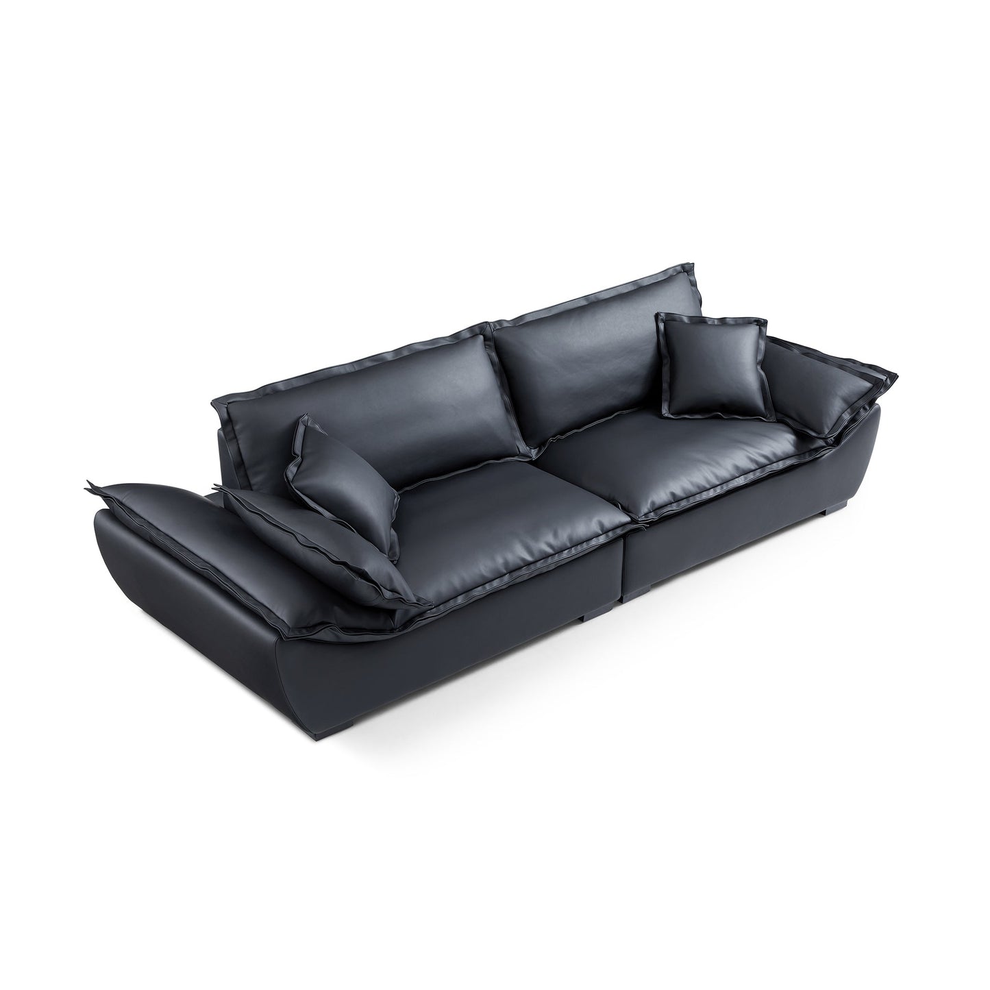 Casper Sailboat Leather Sofa-Black